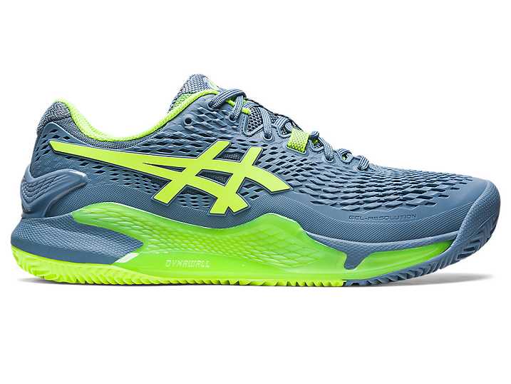 Asics GEL-RESOLUTION 9 CLAY Moški Teniški Copati Sive Modre Zelene | Slovenija-0528693