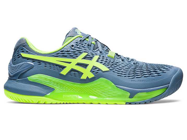 Asics GEL-RESOLUTION 9 Moški Teniški Copati Sive Modre Zelene | Slovenija-1620794