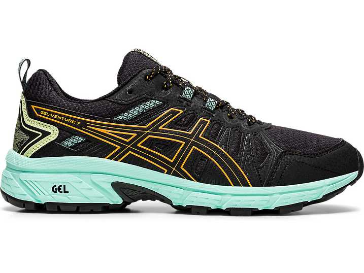 Asics GEL-VENTURE 7 WIDE Ženske Tekaški Čevlji Črne Oranžne | Slovenija-9580712