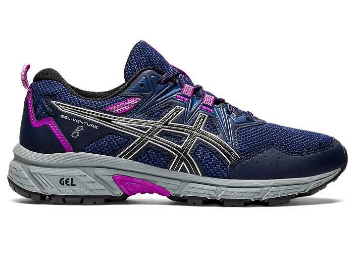 Asics GEL-VENTURE 8 Ženske Tekaški Čevlji Temno Modre Srebrne | Slovenija-7452169