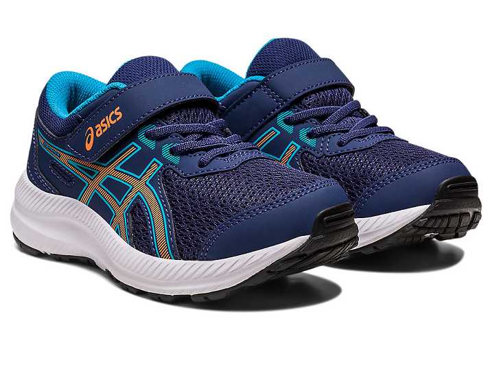 Asics CONTEND 8 Otroški Tekaški Čevlji Modre Oranžne | Slovenija-8709342