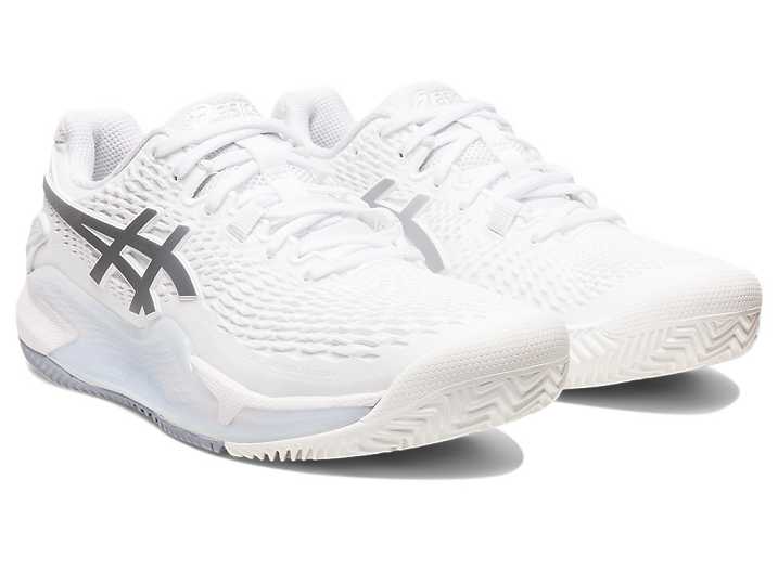 Asics GEL-RESOLUTION 9 CLAY Ženske Teniški Copati Bele Srebrne | Slovenija-8471326