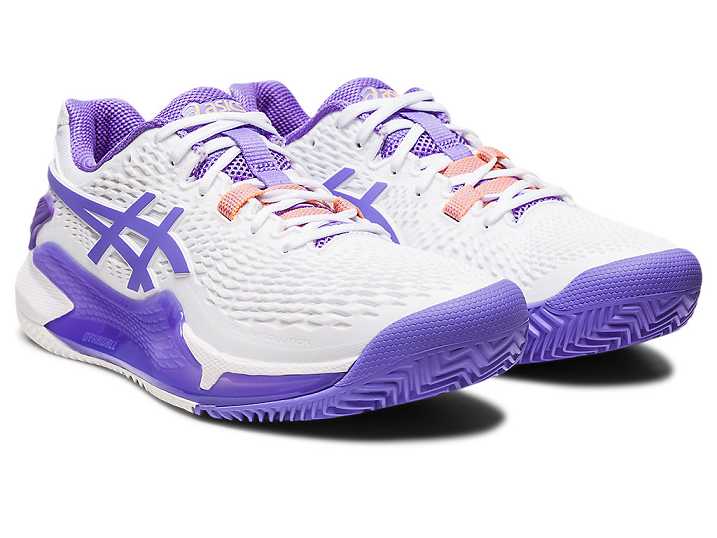 Asics GEL-RESOLUTION 9 CLAY Ženske Teniški Copati Bele Vijolične | Slovenija-9124857