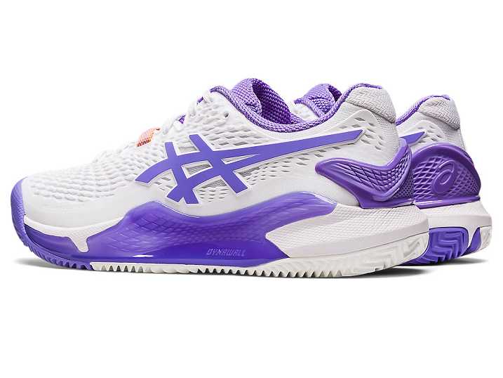 Asics GEL-RESOLUTION 9 CLAY Ženske Teniški Copati Bele Vijolične | Slovenija-9124857