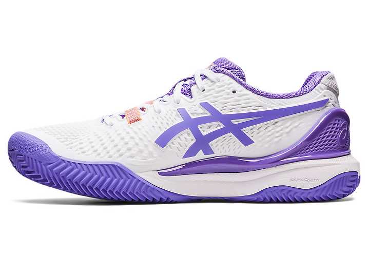 Asics GEL-RESOLUTION 9 CLAY Ženske Teniški Copati Bele Vijolične | Slovenija-9124857