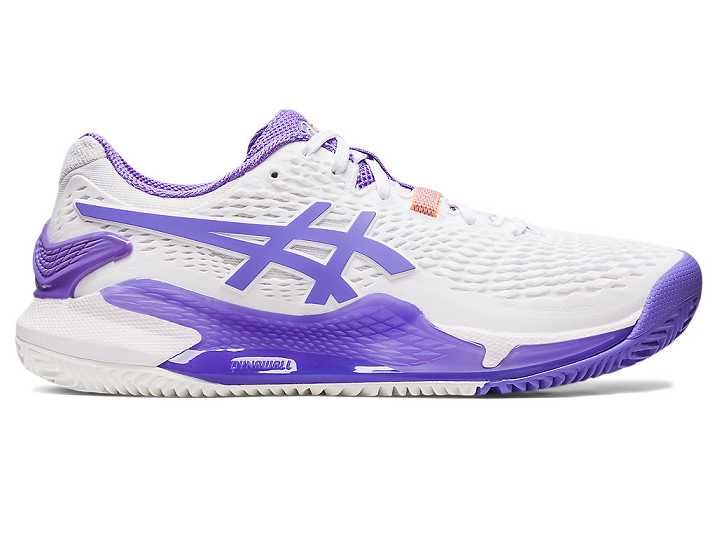 Asics GEL-RESOLUTION 9 CLAY Ženske Teniški Copati Bele Vijolične | Slovenija-9124857