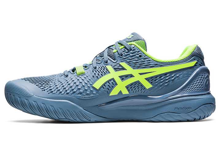 Asics GEL-RESOLUTION 9 Moški Teniški Copati Sive Modre Zelene | Slovenija-1620794