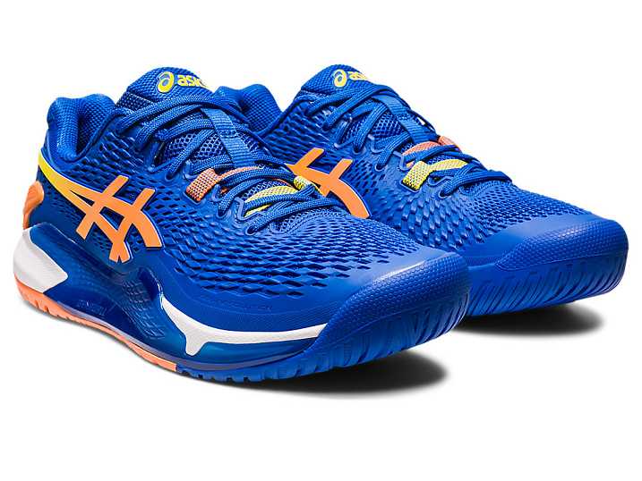 Asics GEL-RESOLUTION 9 Moški Teniški Copati Modre Oranžne | Slovenija-4871365