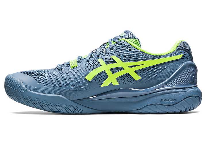 Asics GEL-RESOLUTION 9 WIDE Moški Teniški Copati Sive Modre Zelene | Slovenija-3271069