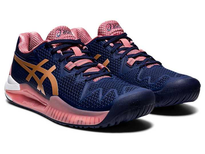 Asics GEL-Resolution 8 Ženske Teniški Copati Temno Modre Roza Zlate | Slovenija-0387961