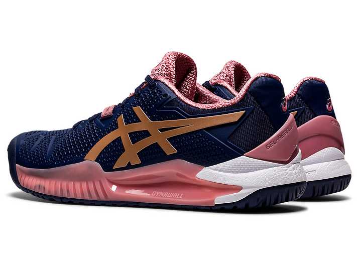 Asics GEL-Resolution 8 Ženske Teniški Copati Temno Modre Roza Zlate | Slovenija-0387961