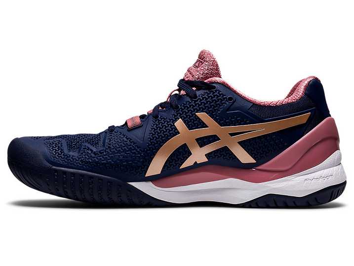 Asics GEL-Resolution 8 Ženske Teniški Copati Temno Modre Roza Zlate | Slovenija-0387961