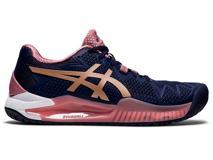 Asics GEL-Resolution 8 Ženske Teniški Copati Temno Modre Roza Zlate | Slovenija-0387961