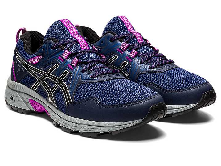 Asics GEL-VENTURE 8 Ženske Tekaški Čevlji Temno Modre Srebrne | Slovenija-7452169