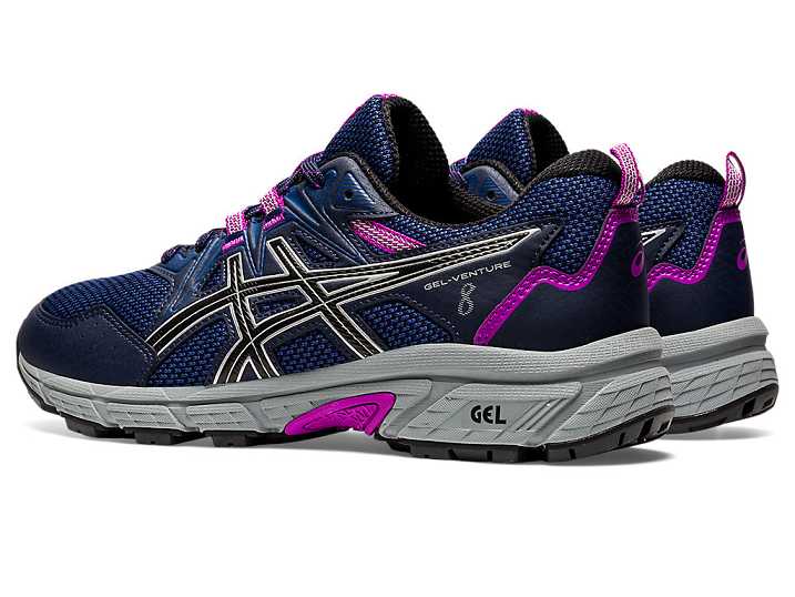 Asics GEL-VENTURE 8 Ženske Tekaški Čevlji Temno Modre Srebrne | Slovenija-7452169